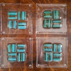 Artisian glass coasters, set of 4